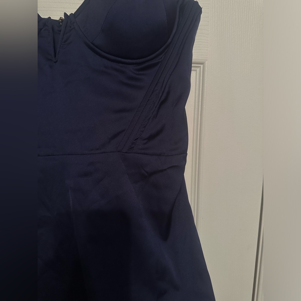 Oh Polly Navy satin corset dress - Picture 4 of 13